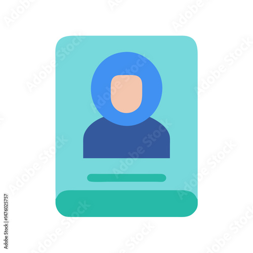 Modern flat icon illustration of a generic profile card