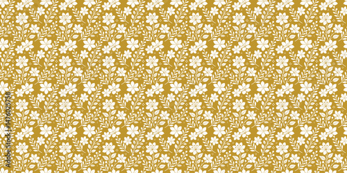 abstract golden flowers luxury seamless pattern 
