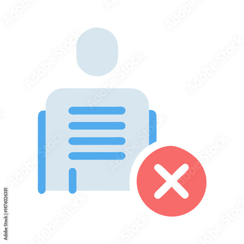 User data cancellation icon symbol with delete cross sign