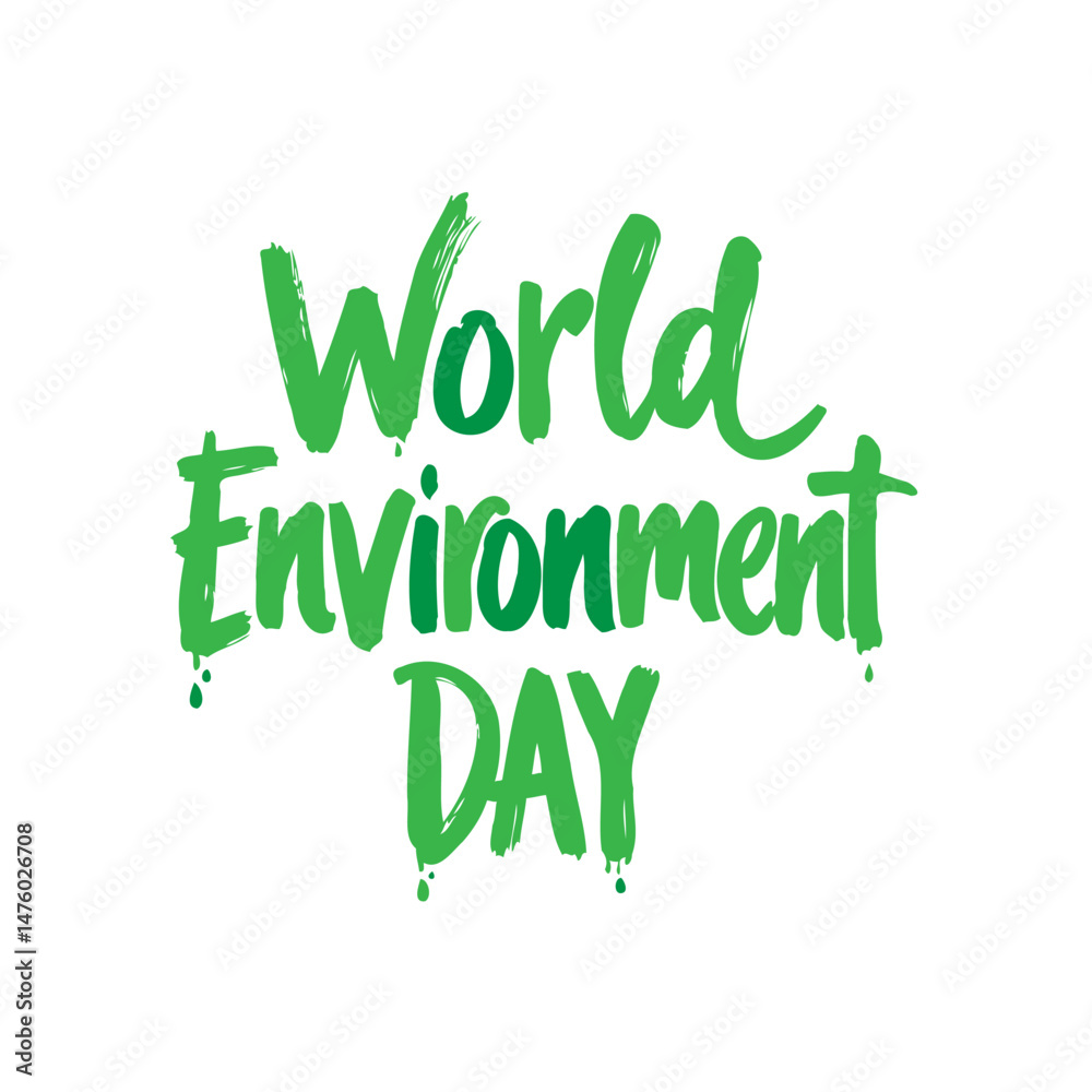 Fototapeta premium Fresh Green Calligraphy: Celebrating Our Planet's Health on World Environment Day