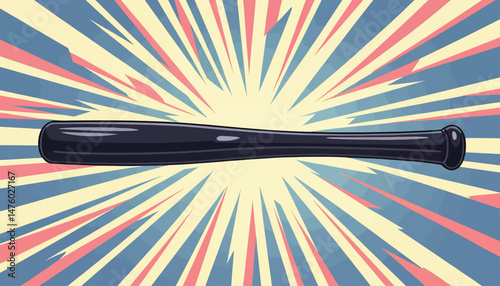 Baseball bat on dynamic burst background, power and excitement