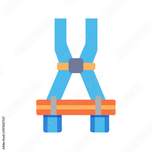 Flat design safety harness graphic on a black backdrop
