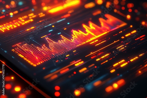 Digital display showcases vibrant data analysis of intricate financial information