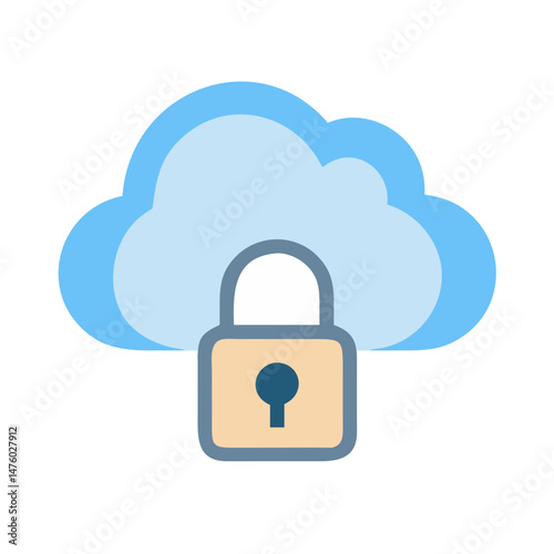 Secure cloud computing data privacy with padlock icon
