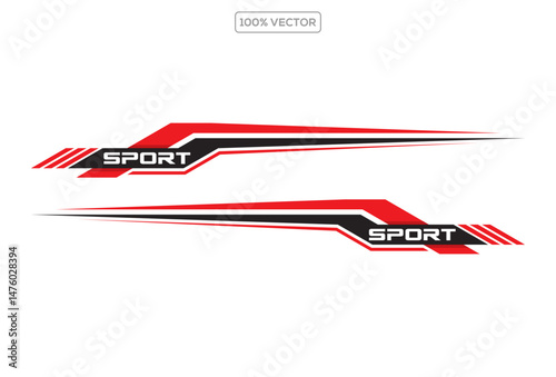 Side car body vector stripes decal. Vehicle vector decal stripes for the both parts. vector illustration