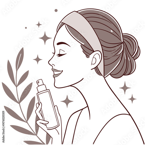 Woman Face Spray Icon, Skincare Beauty Routine Graphics