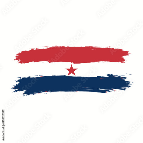 Brushstroke flag with red star, patriotic spirit