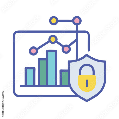 Data security and analysis shown in colorful graphic style