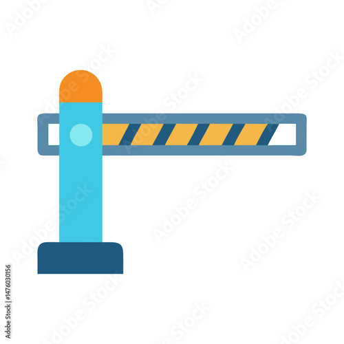 Flat vector illustration of a security barrier gate