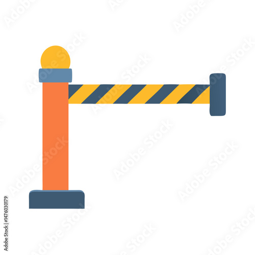 Safety barrier with striped tape in simple flat design