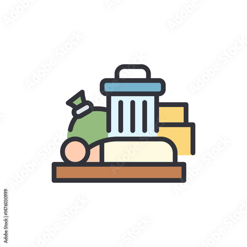 Iconic Representation Of Waste Management With Environment Protection Idea
