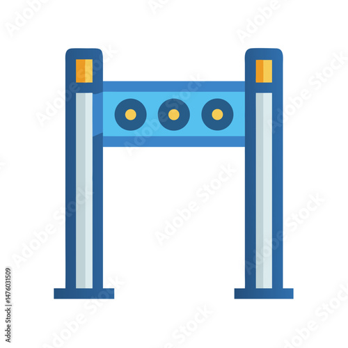 Simple blue scanner gate with yellow dots illustration