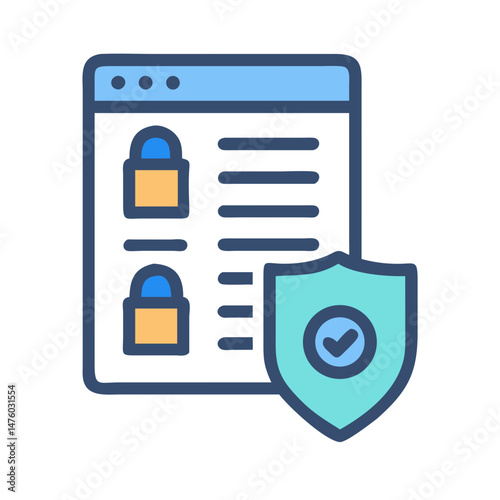 Website security with padlock and shield ensuring data privacy