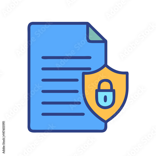 Protected document file with shield and padlock for security