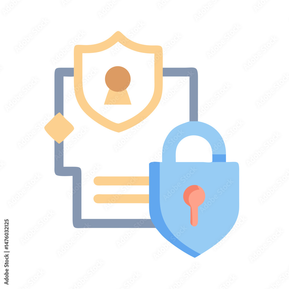 Obraz premium Digital file security featuring a lock and shield icon