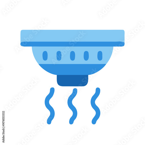 Blue smoke detector on a black background illustration