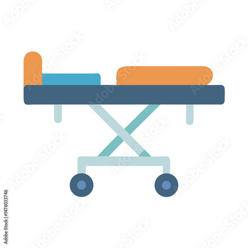 Flat vector illustration of a hospital gurney against black