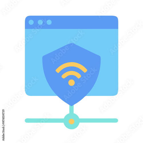 Secure network connection on a protected webpage server icon