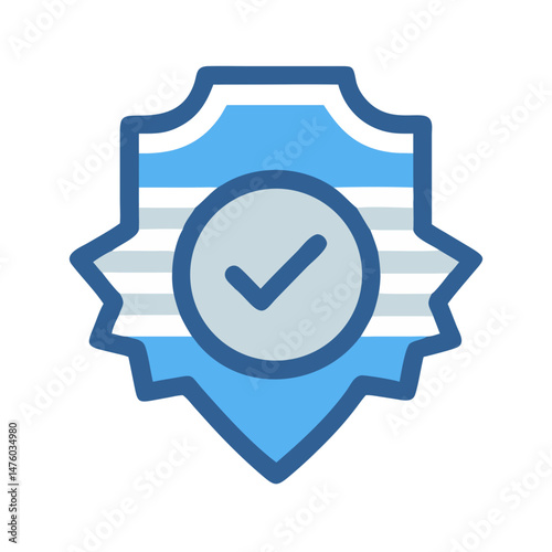 Blue badge icon with checkmark for security verification