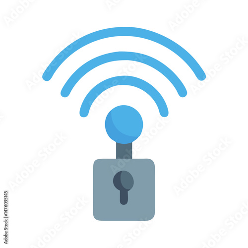 Secure WiFi connection represented by lock and signal icon