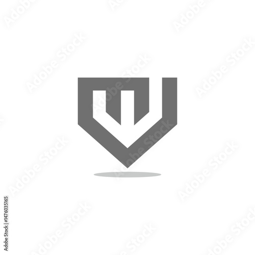 letters mv simple geometric emblem simple logo vector