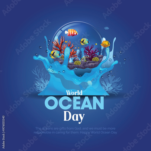  save our oceans. World oceans day design with globe. abstract vector illustration design