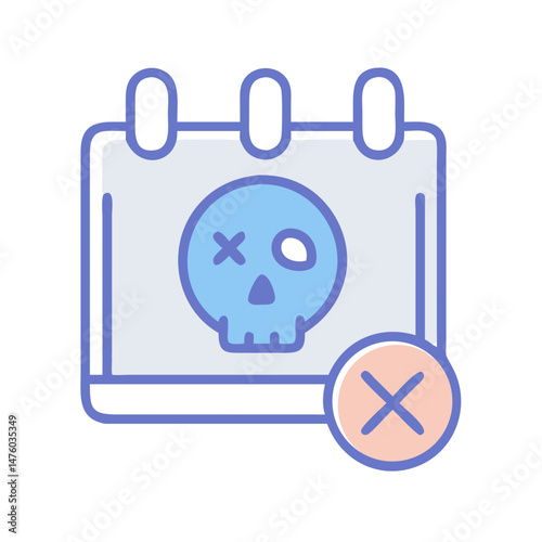 Calendar icon with a skull and cancellation mark symbol