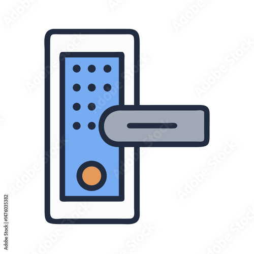Digital door lock icon with keypad and handle
