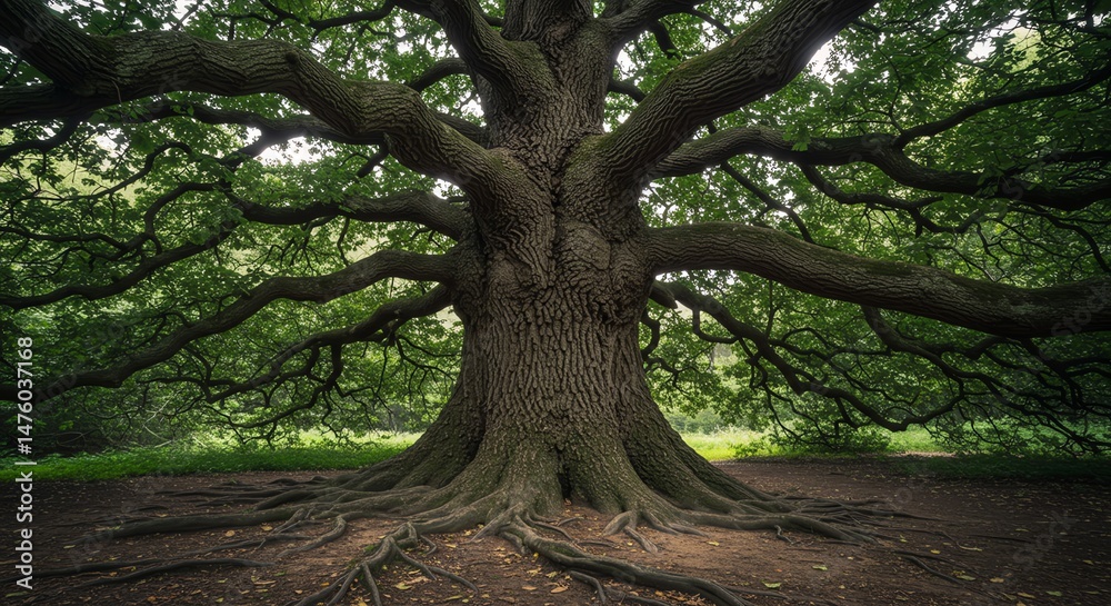 Obraz premium Large Tree with Many Branches and Roots
