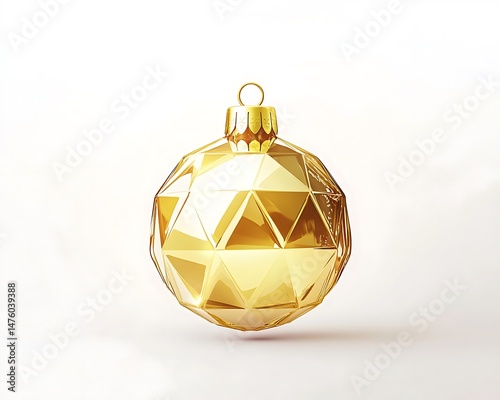 Modern geometric Christmas bauble icon in bright gold with a subtle 3D effect