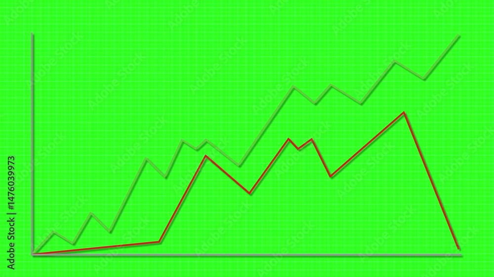 Dynamic Financial Growth Line Animation on Green Background Dynamic Financial Growth Line Animation on Green Background