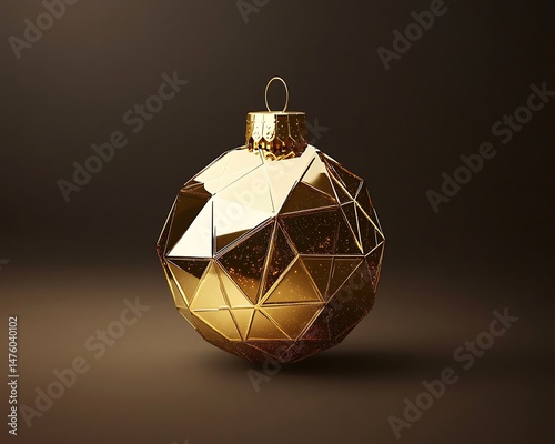 Modern geometric Christmas bauble icon in bright gold with a subtle 3D effect