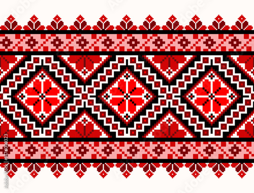 Ethnic oriental, traditional European pattern. Design pattern. Textile fabric. Ukrainian, Belarusian, African, Indonesian. Illustration. Seamless Aztec style abstract vector illustration for clothing
