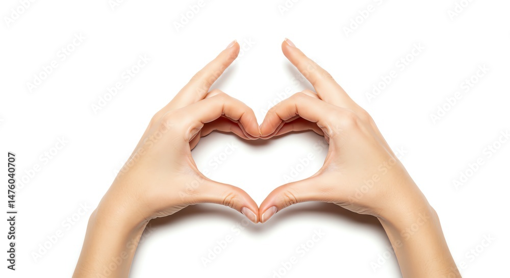 Fototapeta premium Hands Forming Heart Shape on White Background