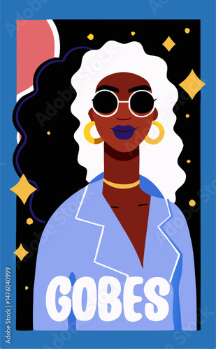 Stylish Black Woman Portrait, GoBes Brand, Abstract Art