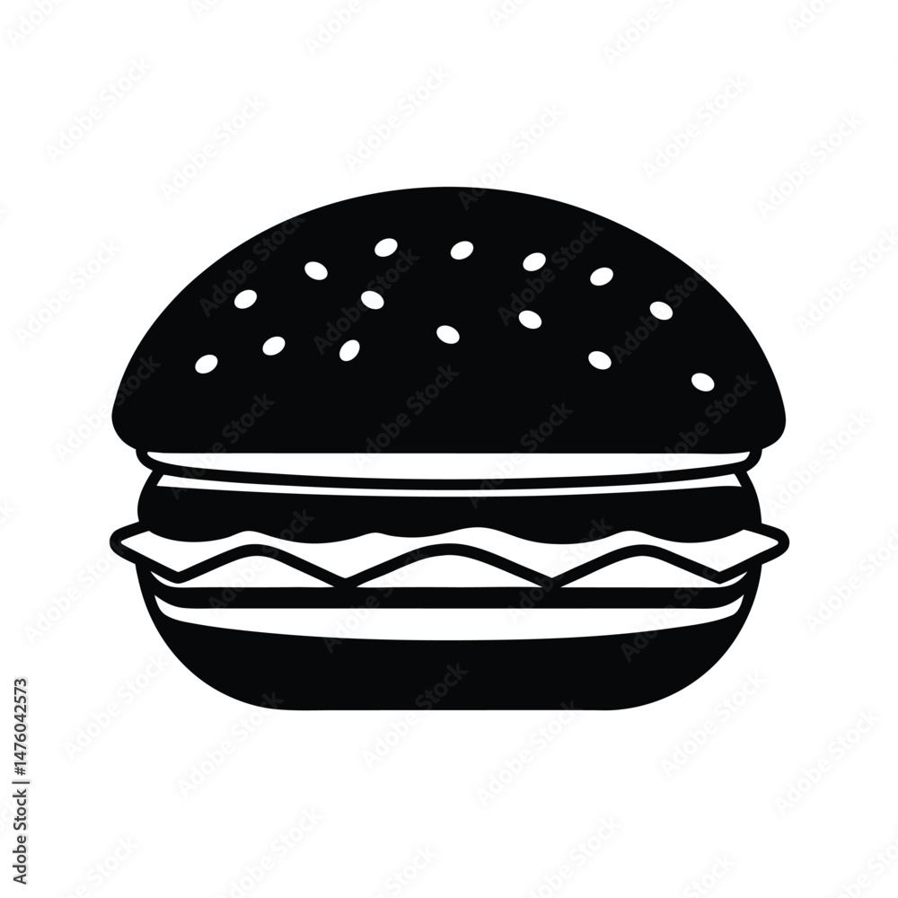 Cheeseburger with Sesame Bun Vector Cheeseburger with Sesame Bun Vector