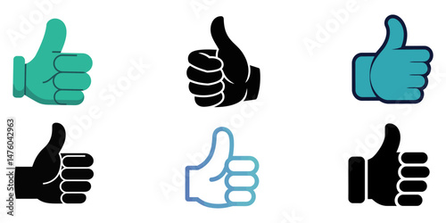 set of thumbs up hand icons, set of like icons, set of thumb up symbols, thumb up illustration in vector, vector thumbs up like illustrations, Like Button Flat Icon. Pixel Perfect. For Mobile and Web.