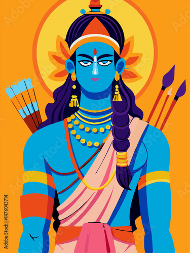 Lord Rama Illustration: Vibrant Hindu Deity Art