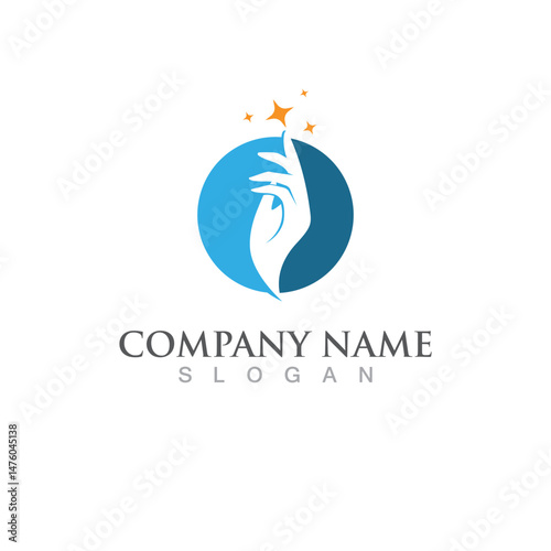 Hand magic logo and symbol vector icon