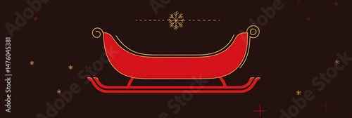 Modern holiday sleigh icon in bold red with sleek curved runners and fine lines