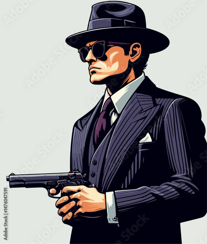 illustration of mafia person