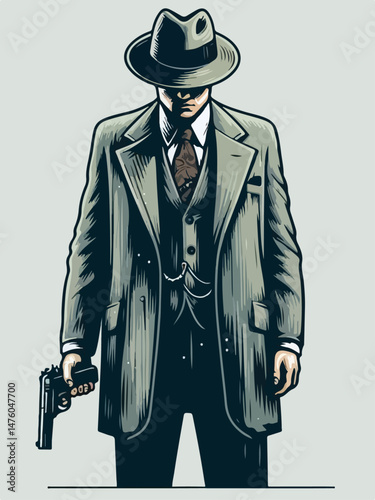 illustration of mafia person