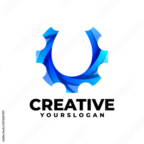 Horseshoe abstract gradient logo design photo