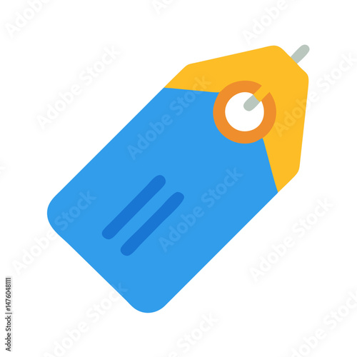 Modern price tag with blue and yellow color scheme