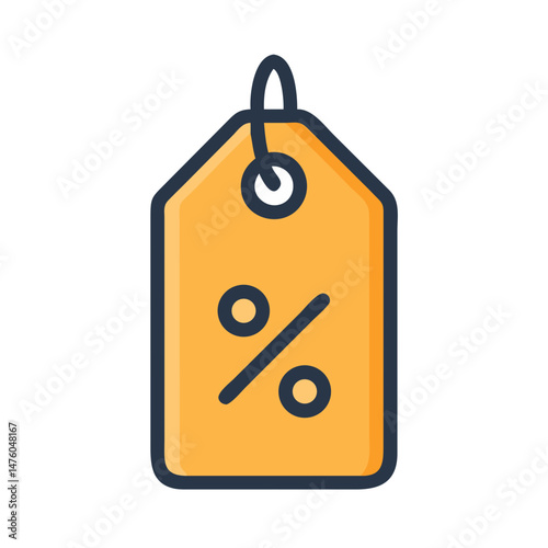 Isolated price tag with percentage sign on black background