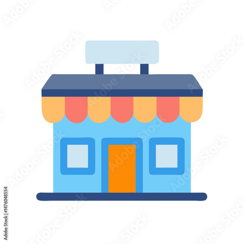 Flat vector cartoon shop store front building facade