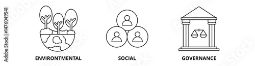 ESG icon set with environtment, social, governance