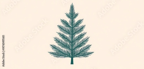 Modern holiday tree branch icon in soft green with thin minimalist needles