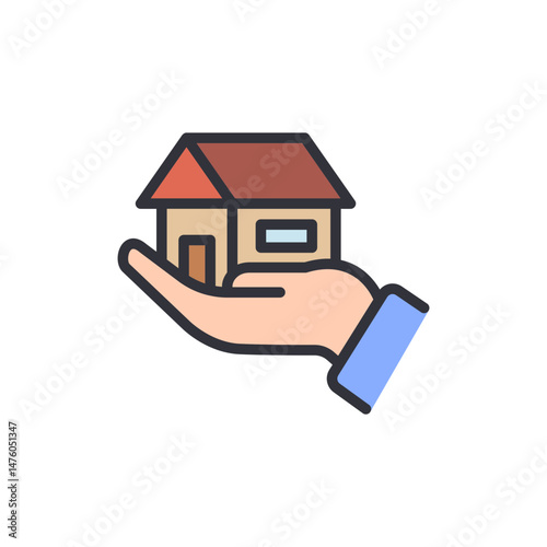 Hand Holding A House Icon Symbolizing Home Ownership And Real Estate