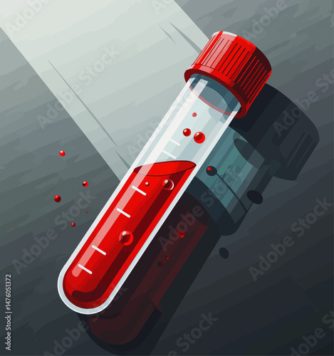 Red blood sample in test tube, medical analysis hope